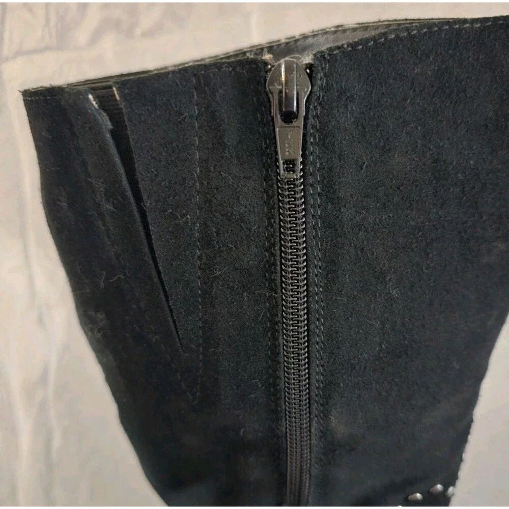 Colin Stuart Studded Black Suede Knee High Boots, women's size 8M